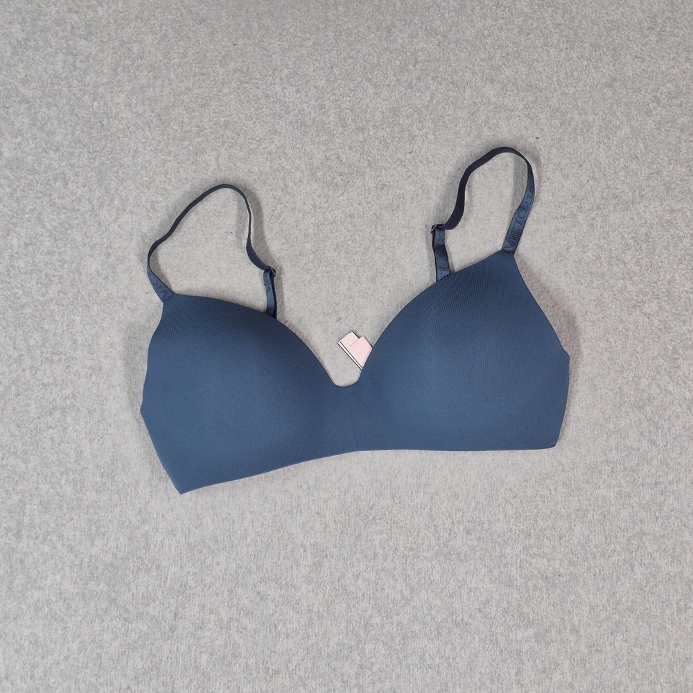 Victoria's Secret Women Bra 34D Blue T Shirt Lightly Lined Wireless Strap READ